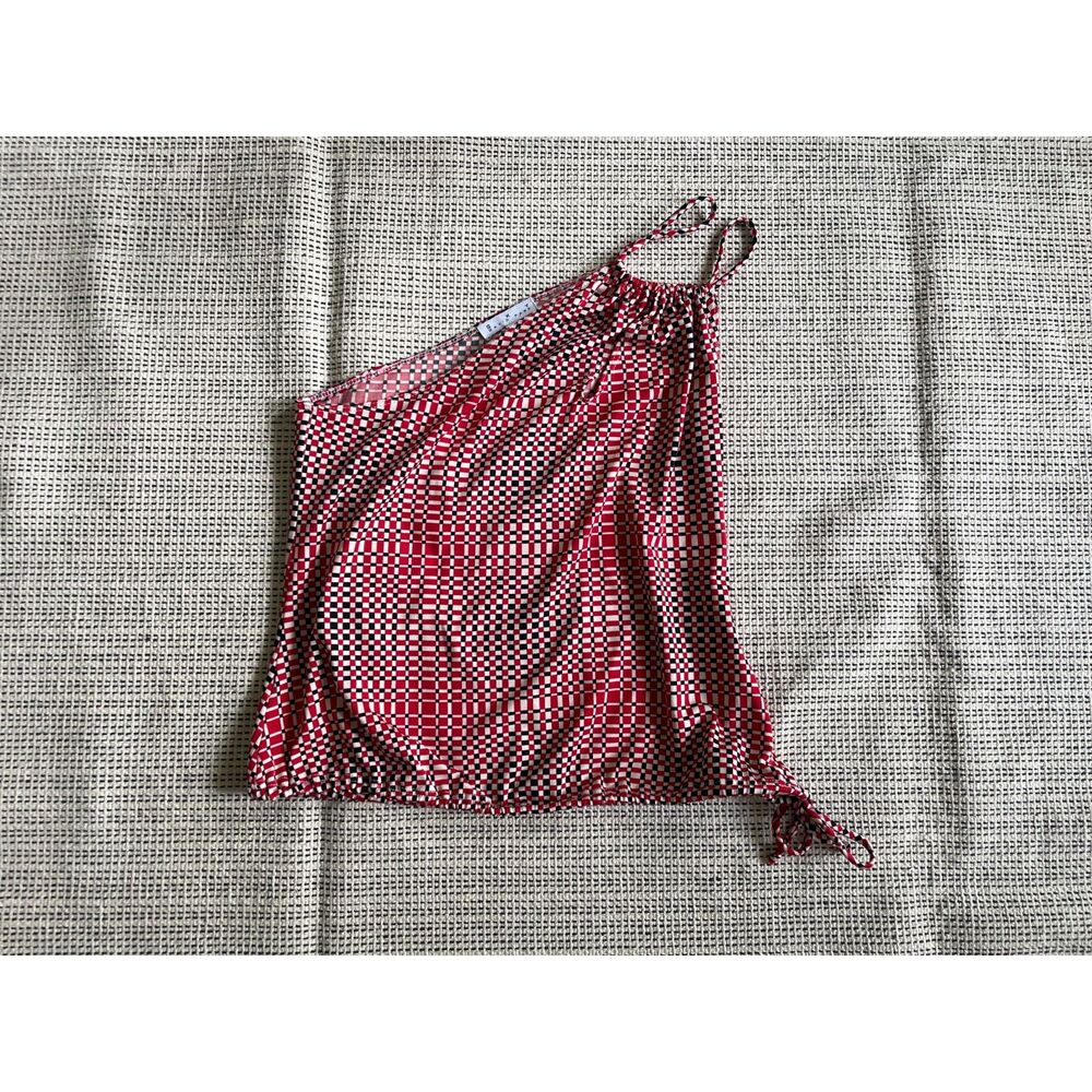 Y2K Red Gingham Halter Top Tie Side Coquette Cottagecore Picnic Tank Size P